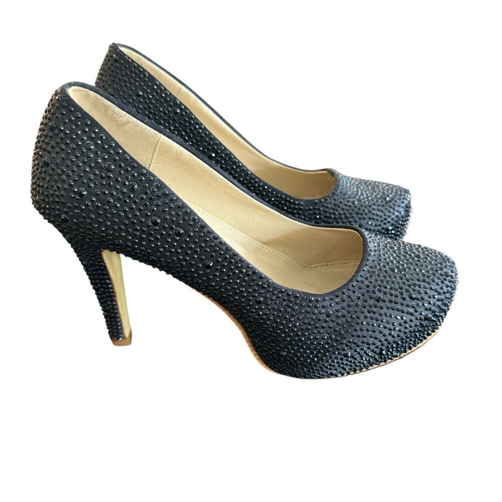 Velcans Black Rhinestone Sparkly and and Shiny Pumps Size 9.5 (40.5 EU)